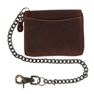 CTM Men's Bifold Zip Around Chain Wallet with Interior Zip